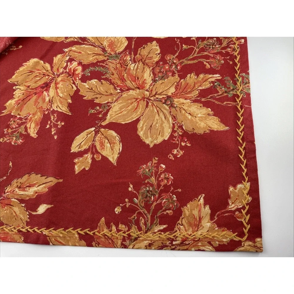 April Cornell 4 Placemats Fall Leaf Berries Pattern Red Gold Orange 13.5 x 18.5